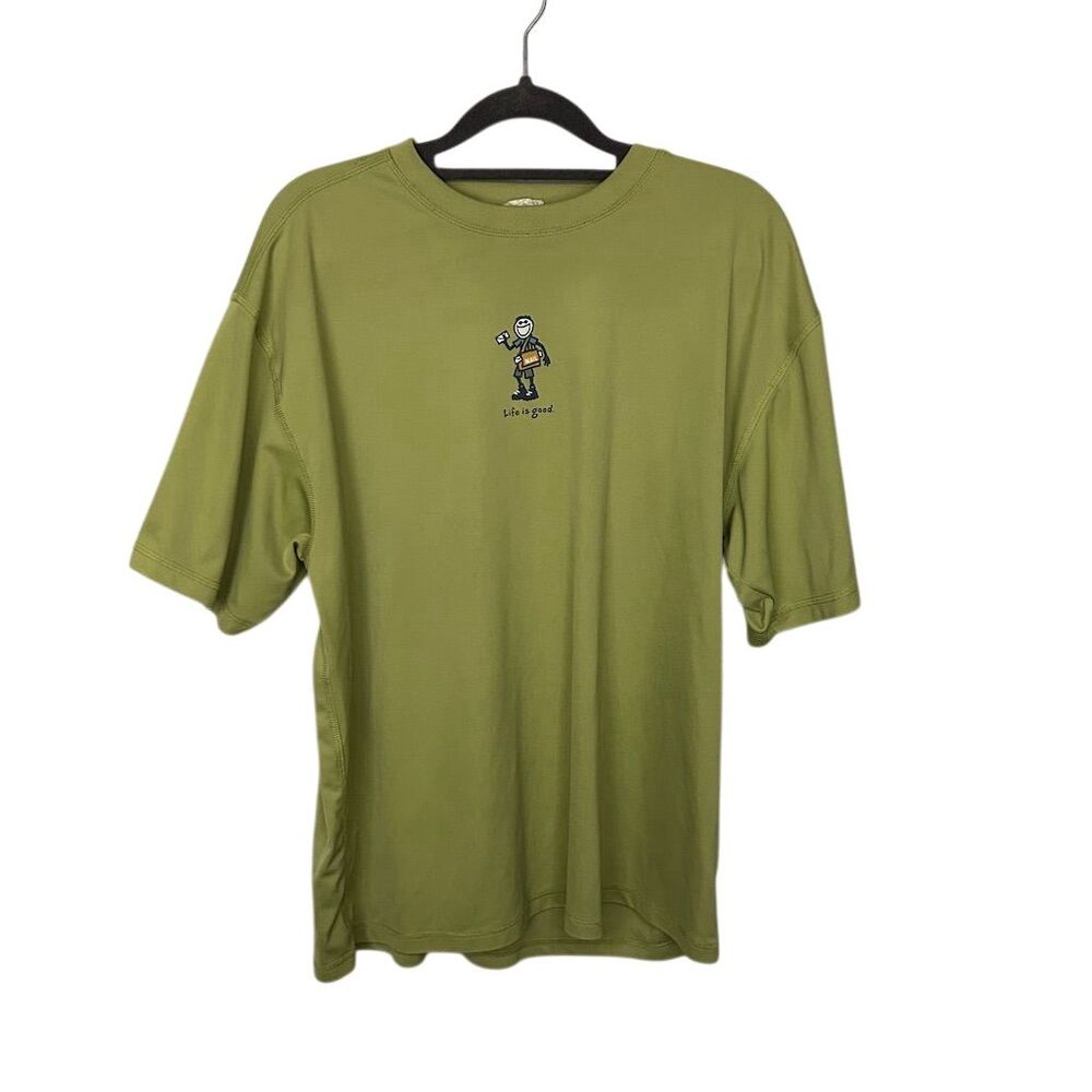Life is Good Men's Mailman Graphic Print Athletic Style T-Shirt Green Size L